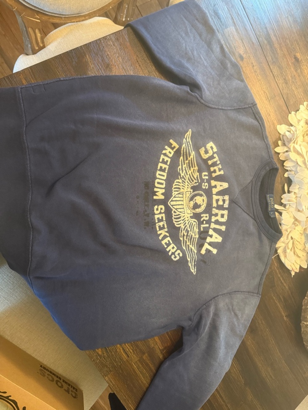 Ralph Lauren Navy Crewneck Sweatshirt with Gold Tag